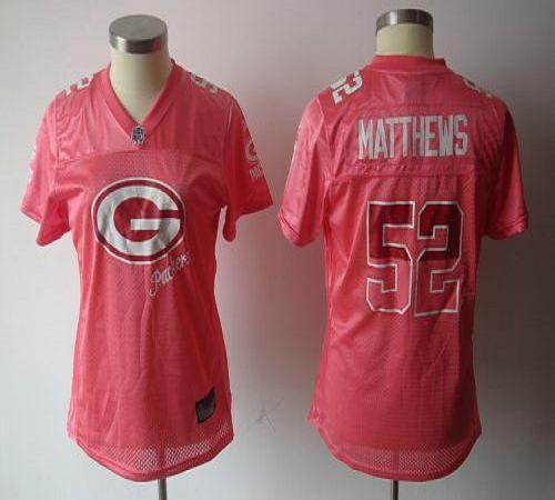Packers #52 Clay Matthews Pink 2011 Women's Fem Fan Stitched NFL Jersey - Click Image to Close
